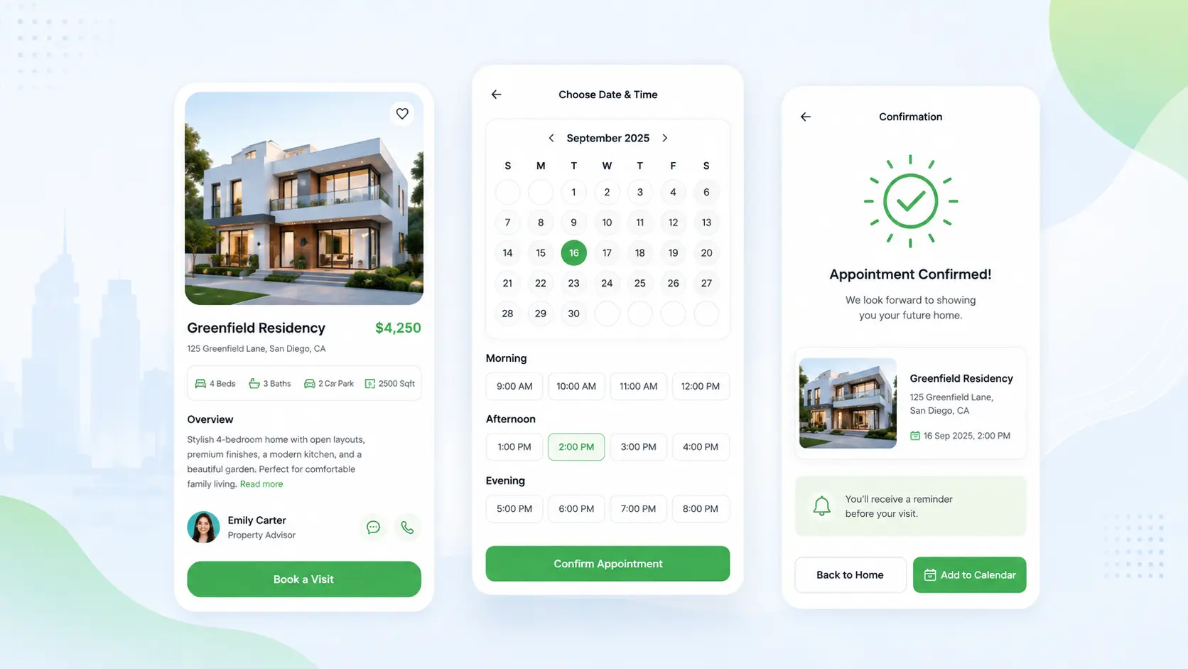 Ojiva AI campaign dashboard with property rich cards and delivery analytics for real estate messaging