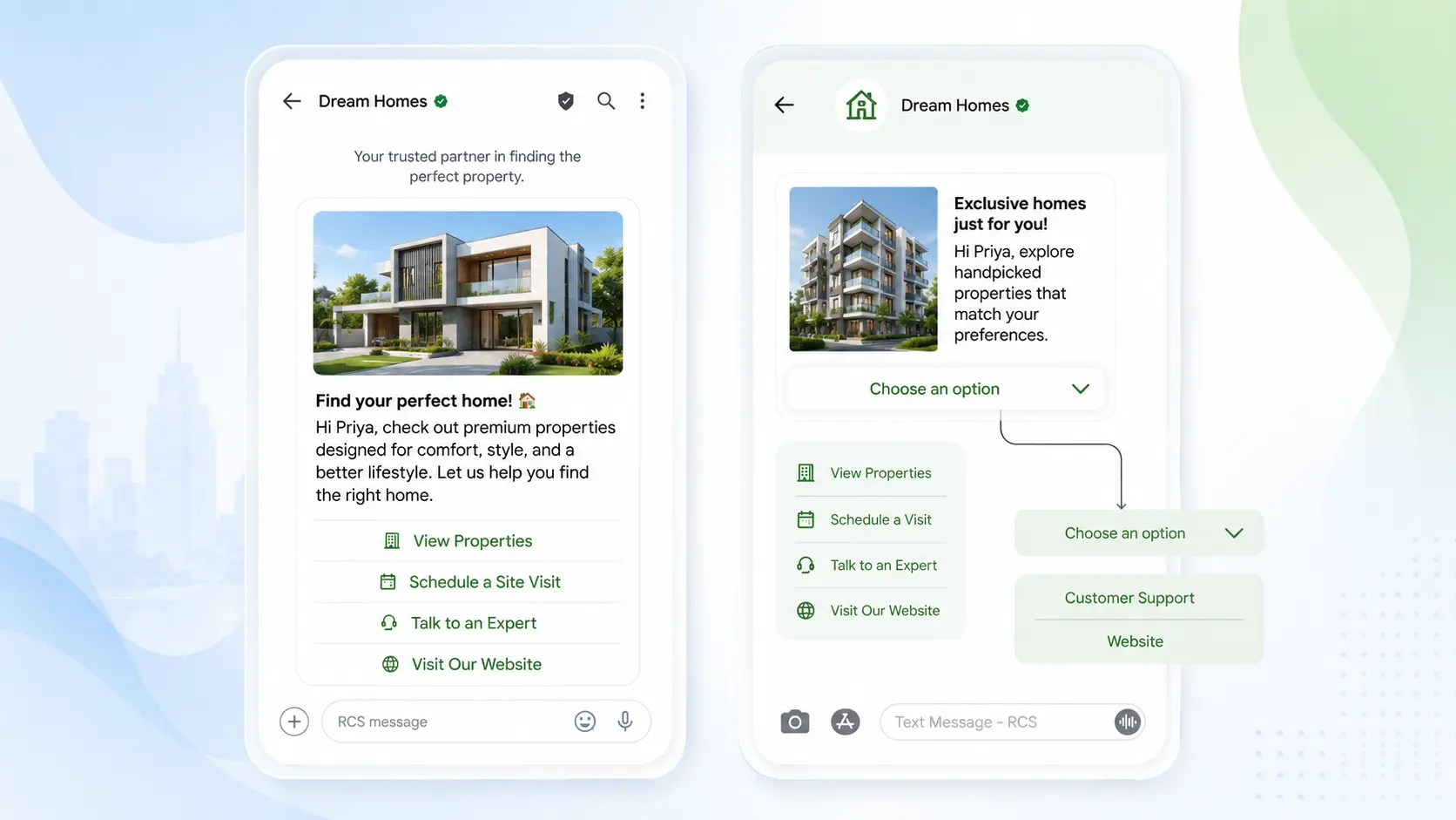 Interactive property messages for buyers across launch, booking and follow-up stages — Ojiva AI