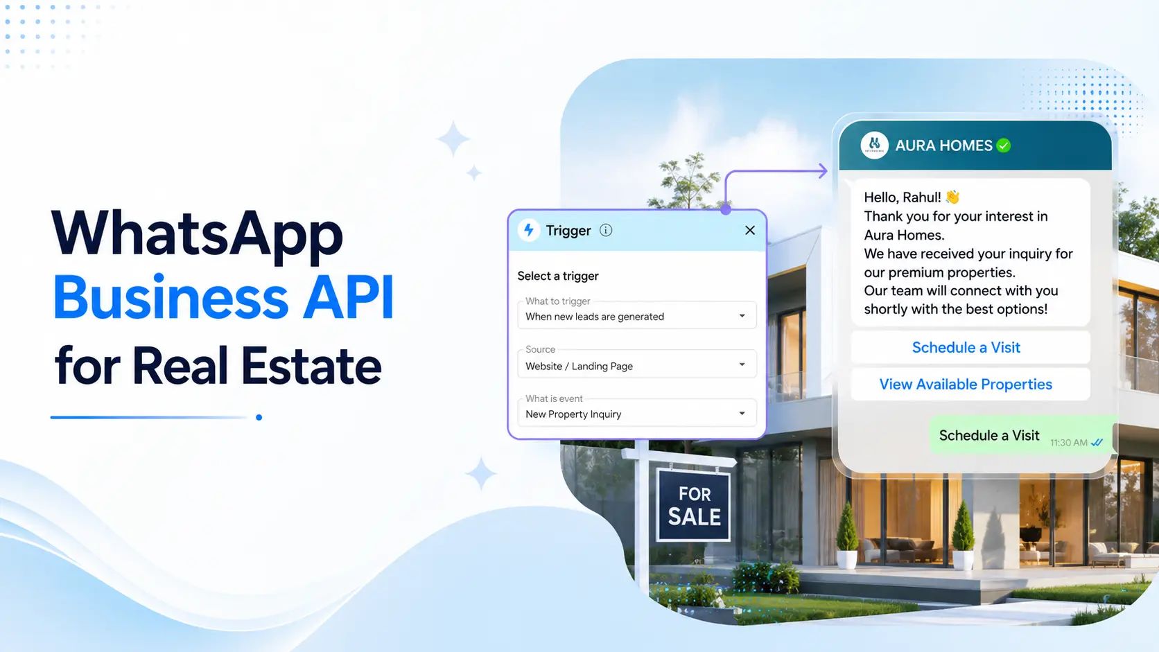 WhatsApp Business API for Real Estate — Ojiva AI chatbot replying to property enquiries instantly