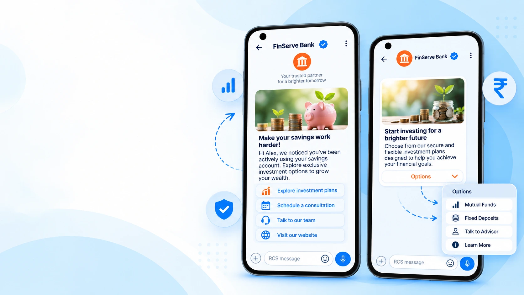 RCS API connected to a CRM and ecommerce store to trigger automated customer messages