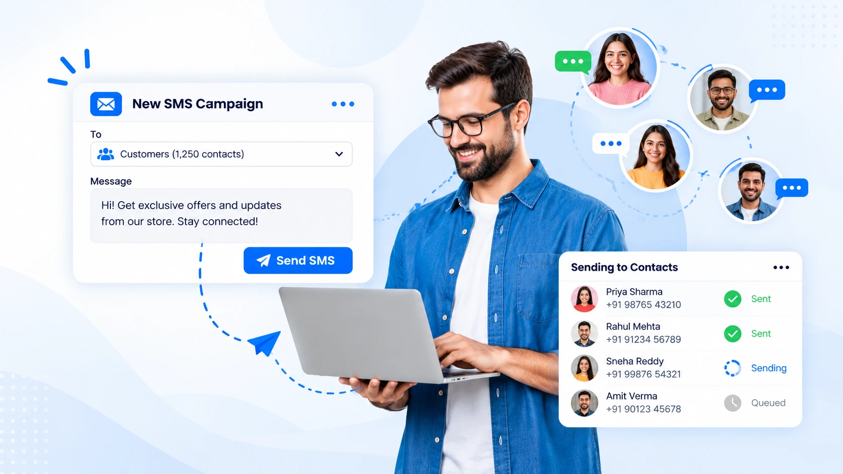 SMS API and gateway connected to a CRM and online store for automated messages in India