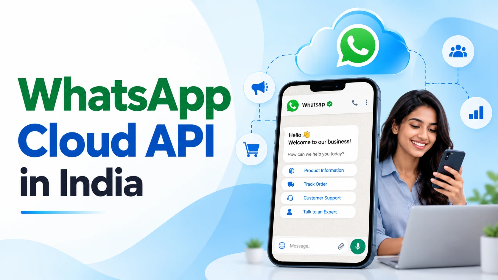 WhatsApp Cloud API in India connecting a business system to customers through Meta's hosted platform