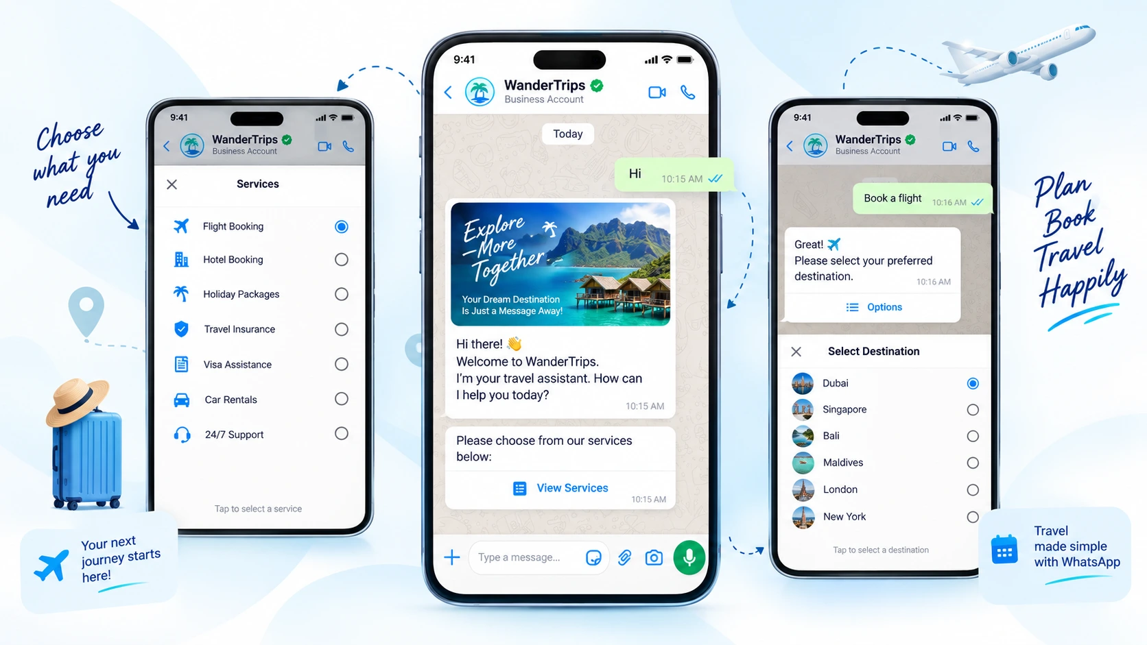 WhatsApp chat commerce showing a product catalog and payment inside a customer conversation