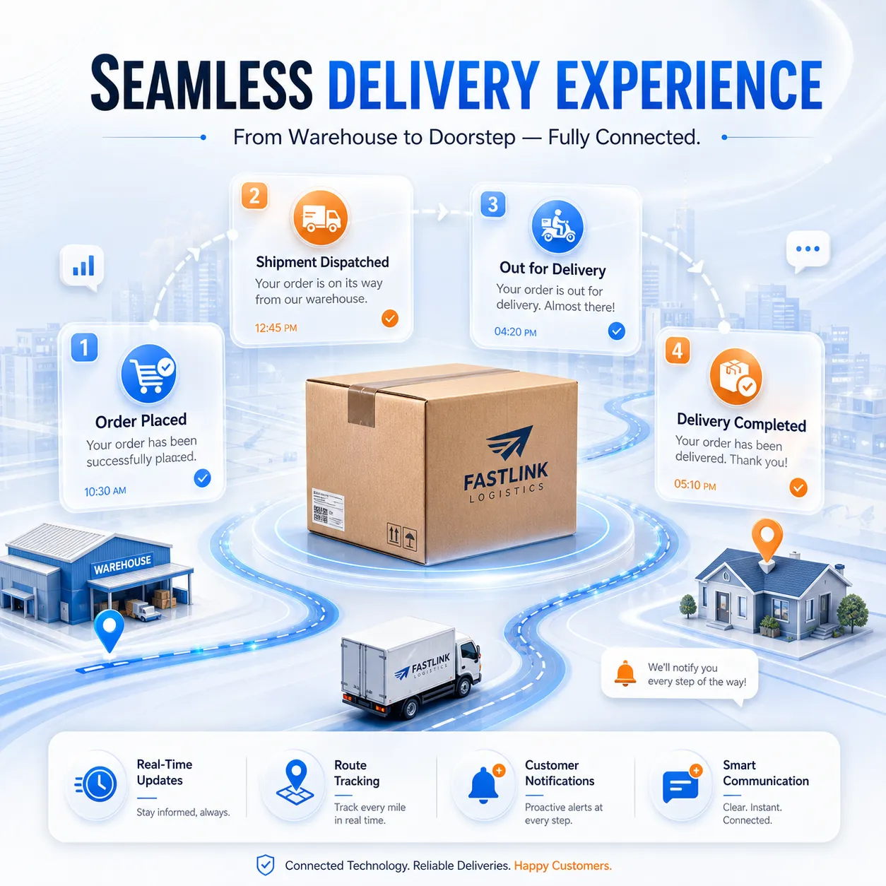 Logistics & Delivery RCS Messaging — Rich RCS delivery cards with live tracking links and confirmed-delivery badges
