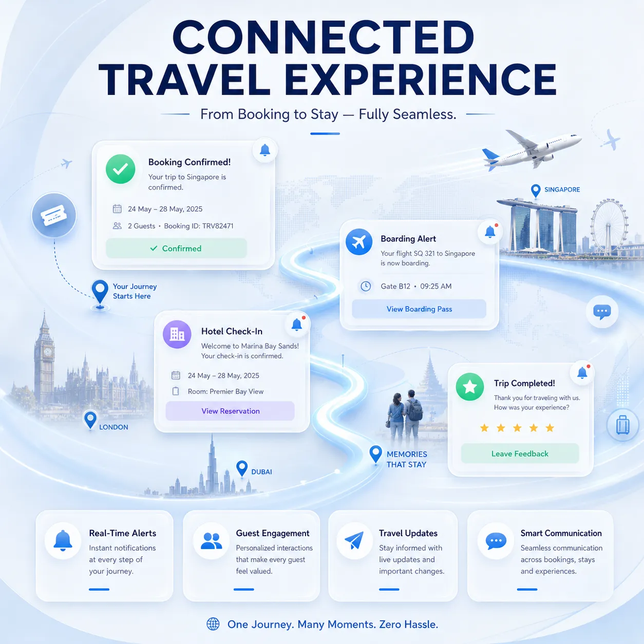 Travel & Hospitality RCS Messaging — Rich boarding passes, hotel amenity cards and check-in buttons via RCS
